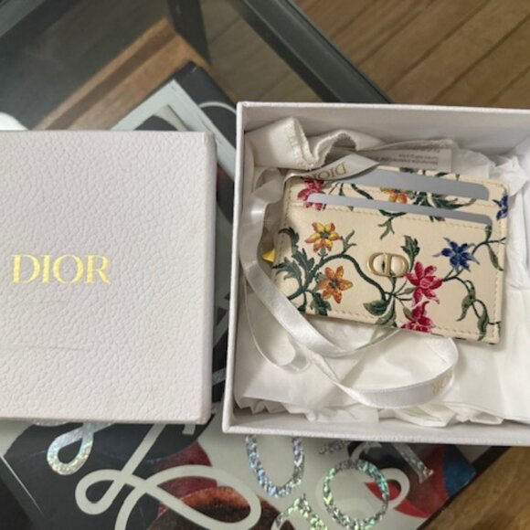 Christian Dior CARO Business Card Holder White Multiple  CHRISTIAN DIOR Caro Fleurs Card Holder